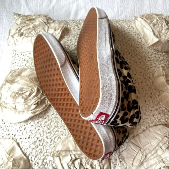 Vans Leopard Print Slip On Black Tan Casual Classic Slip On Shoes Size 9 - Picture 12 of 16